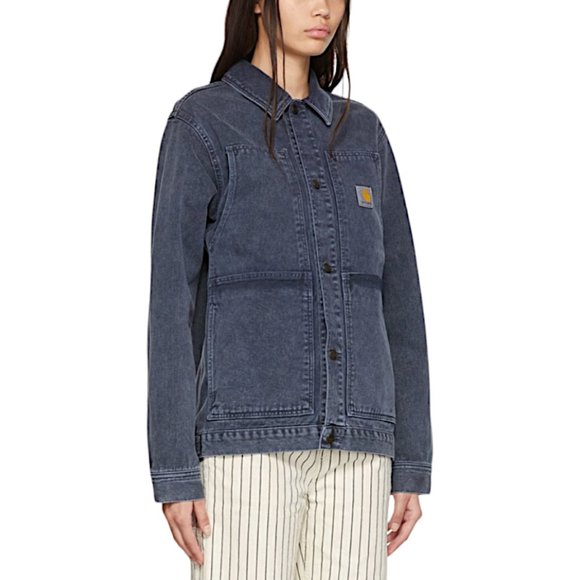 Carhartt WIP double front washed distressed oversized jean jacket Size XS unisex - Picture 4 of 11